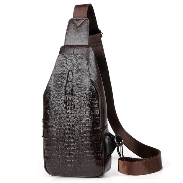 🔥 Sac à Bandoulière Homme – Style Alligator en cuir, Nouvelle collection