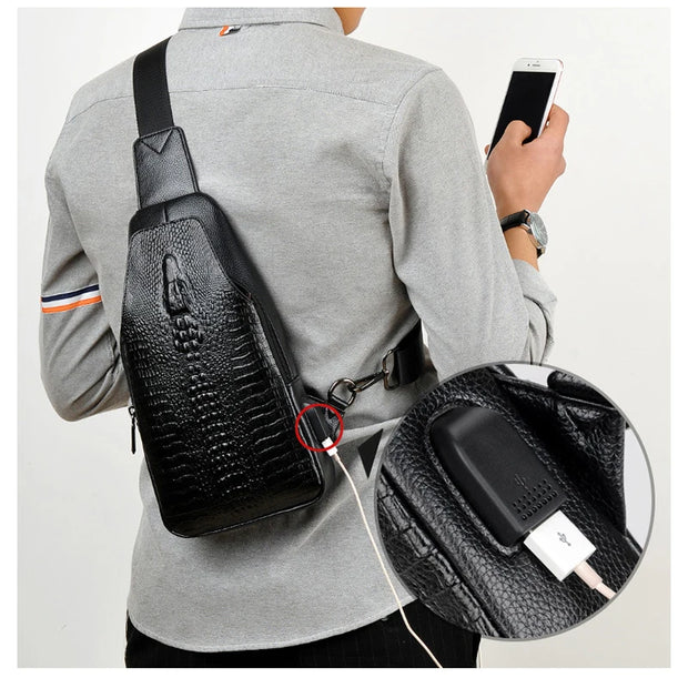 🔥 Sac à Bandoulière Homme – Style Alligator en cuir, Nouvelle collection